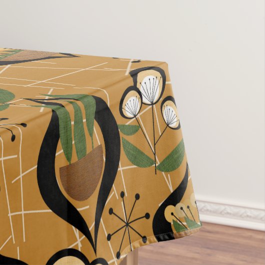 Fünfzig Hauspflanzen | Gold, Schwarz, Mitte Jahrhu Tischdecke (Beispiel)