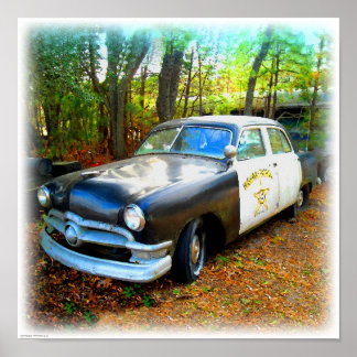 Fünfzig Highway Patrol Car in Junk Yard Weeds Poster