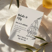 Fünfzig Illustrierter Champagner Tower 50. Geburts Einladung