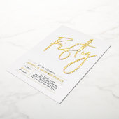 fünfzig | Modern Gold 50. Geburtstagsparty Folieneinladung (Gedreht)