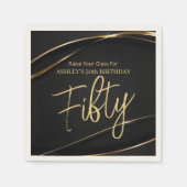 Fünfzig Modern Gold Schwarz 50. Geburtstag Serviette (Vorderseite)
