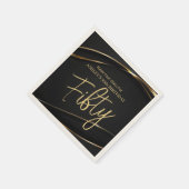 Fünfzig Modern Gold Schwarz 50. Geburtstag Serviette (Ecke)