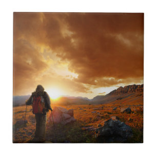 Fünfzig Mountain Sunset - Glacier Nationalpark Fliese