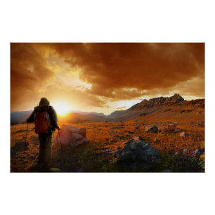 Fünfzig Mountain Sunset - Glacier Nationalpark Poster