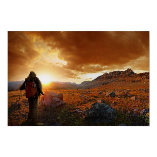 Fünfzig Mountain Sunset - Glacier Nationalpark Poster (Vorderseite)