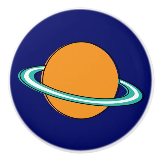 Fünfzig - orangefarbener Planet Keramikknauf (Vorderseite)