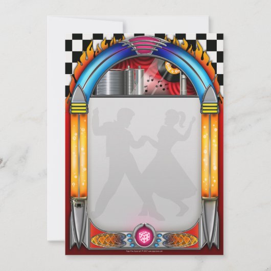 Fünfzig Party Einladungen, 50er Rock'n'Roll Mitteilungskarte (Vorderseite)