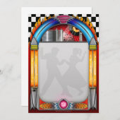 Fünfzig Party Einladungen, 50er Rock'n'Roll Mitteilungskarte (Vorne/Hinten)