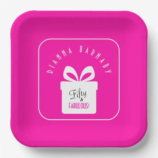 Fünfzig & PHANTASITISCH! Heiße pinke 50. Geburtsta Pappteller (Vorderseite)