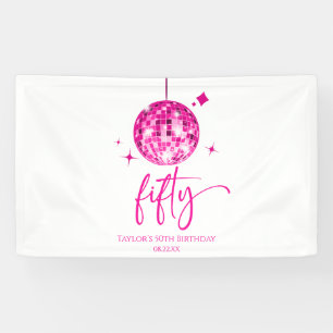 Fünfzig rosa Disco-Kugel 50. Geburtstagsfeier Banner