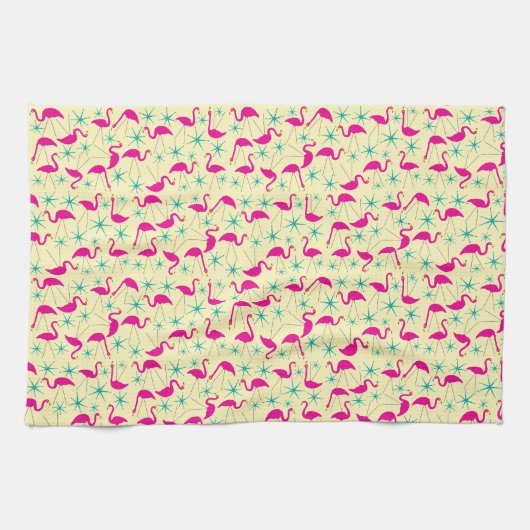 Fünfzig - rosa Flamingos und Sternenteehandtuch Küchentuch (Horizontal)