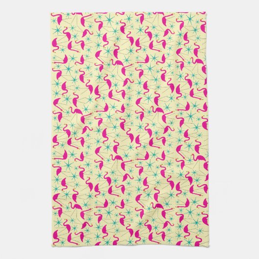 Fünfzig - rosa Flamingos und Sternenteehandtuch Küchentuch (Vertikal)
