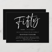 Fünfzig Schwarz-weiß einfache Moderne, 50. Geburts Einladung (Vorne/Hinten)