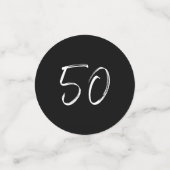 fünfzig | Schwarz & Weiß Modernes 50. Geburtstags- Konfetti (Klein Vorderseite)