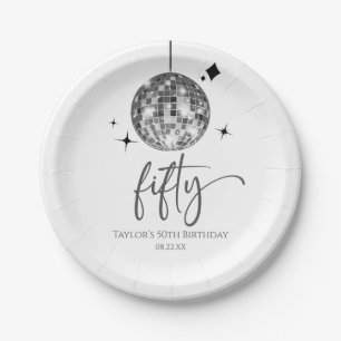 Fünfzig Silberner Disco Ball 50. Geburtstagsfeier Pappteller