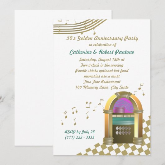 Fünfzig sind golden einladung (Vorne/Hinten)