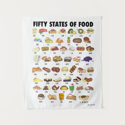 Fünfzig Staaten Food USA Iconic Illustration Art Wandteppich (Vorderseite)