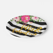 Fünfzig u. fabelhafte Platte - mit Blumen mit Pappteller (Schrägansicht)