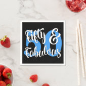 Fünfzig u. fabelhafte weiße und blaue Typografie Serviette (Beispiel)
