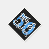 Fünfzig u. fabelhafte weiße und blaue Typografie Serviette (Ecke)