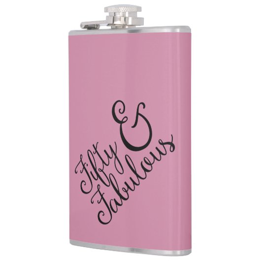 Fünfzig u. fabelhafter Geburtstag, schwarze Flachmann (Links)