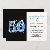 Fünfzig u. fabelhaftes blaues einladung (Vorne/Hinten)