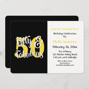 Fünfzig u. fabelhaftes gelbes einladung