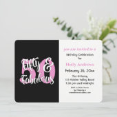 Fünfzig u. fabelhaftes rosa einladung (Stehend Vorderseite)