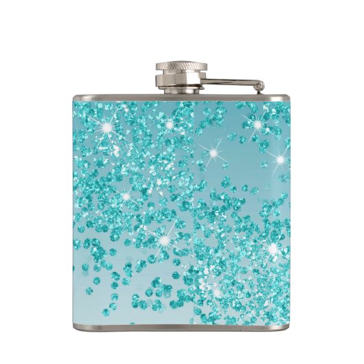 Fünfzig und Aquamarin Blue Glitzer & Drink Angebot Flachmann (Rückseite)