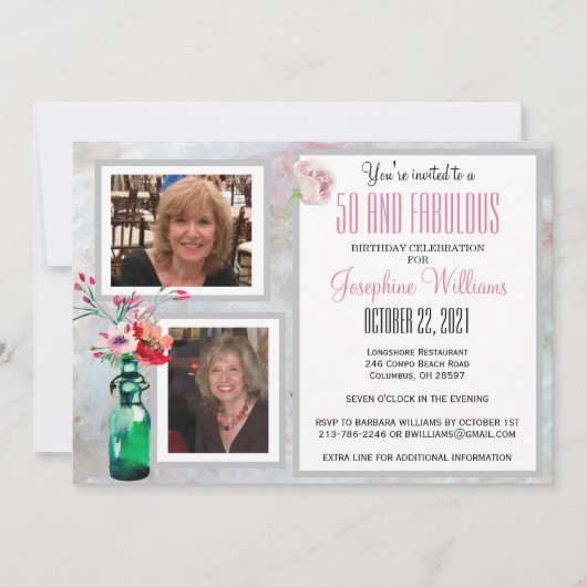 Fünfzig und Fab Einladung Geburtstagsparty Fotos (Vorderseite)