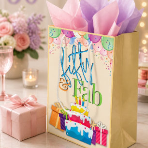 Fünfzig und fab-farbiger Geburtstag Mittlere Geschenktüte