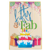 Fünfzig und fab-farbiger Geburtstag Mittlere Geschenktüte (Rückseite)