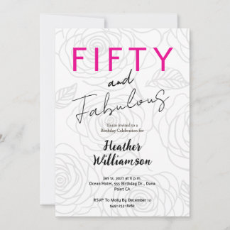 Fünfzig und Fabelhaft Floral 50. Geburtstag Einladung