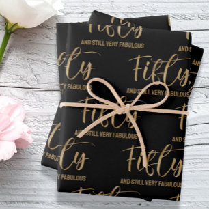 Fünfzig und Fabelhaft Geburtstag Geschenkpapier Set