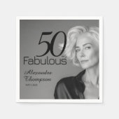 Fünfzig und Fabelhaft Name Datum 50. Foto-Party Serviette (Vorderseite)