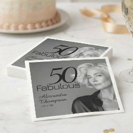 Fünfzig und Fabelhaft Name Datum 50. Foto-Party Serviette
