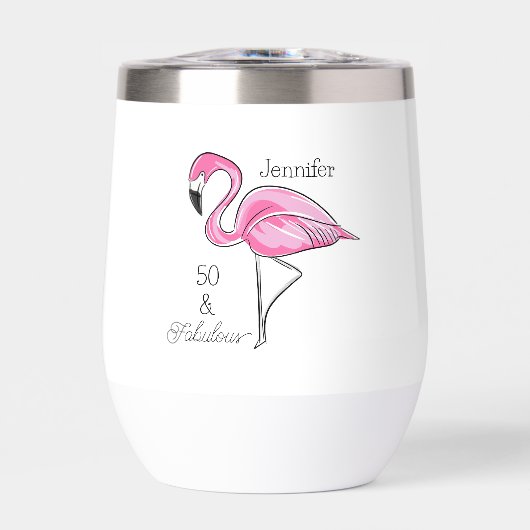 Fünfzig und fabelhaft rosa Flamingo Custom (Vorderseite)