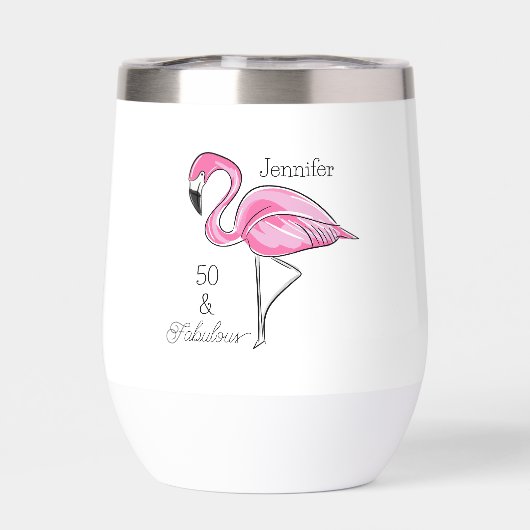 Fünfzig und fabelhaft rosa Flamingo Custom (Rückseite)