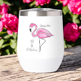 Fünfzig und fabelhaft rosa Flamingo Custom