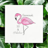 Fünfzig und fabelhaft rosa Flamingo Custom Serviette