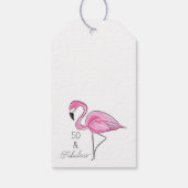 Fünfzig und fabelhaft rosa Flamingo Custom Unterse Geschenkanhänger (Rückseite)