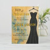 Fünfzig und Fabelhaft Schwarz Gold Art Deco 50. Ge Einladung (Stehend Vorderseite)