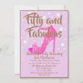 Fünfzig und fabelhafte GirlySparkly Hot Pink Gold Einladung (Vorderseite)