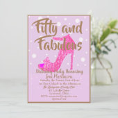 Fünfzig und fabelhafte GirlySparkly Hot Pink Gold  Einladung (Stehend Vorderseite)