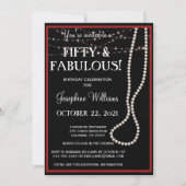 Fünfzig und fabelhafte Rot-Schwarz-Party Einladung (Vorderseite)