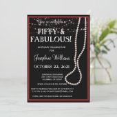 Fünfzig und fabelhafte Rot-Schwarz-Party Einladung (Stehend Vorderseite)