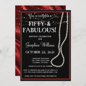 Fünfzig und fabelhafte Rot-Schwarz-Party Einladung (Vorne/Hinten)