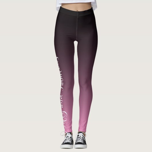 Fünfzig und fabelhaftes Weiß auf rosa u. schwarzem Leggings (Vorderseite)