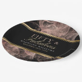 Fünfzig und Fabelname Black Gold Dusty Rose Black Pappteller (Schrägansicht)