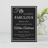 Fünfzig und Fabulous Frau Schwarz Weiß 50. Geburts Einladung (Stehend Vorderseite)